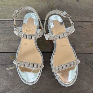 Christian Louboutin Metallic Silver Sandals